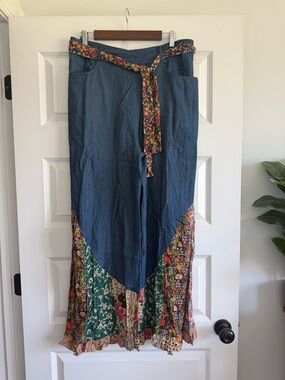 Young Threads Flower Garden Patchwork Denim Pants NWT